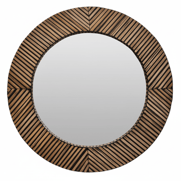 Bambusa Bamboo Inlay Round Wall Mirror