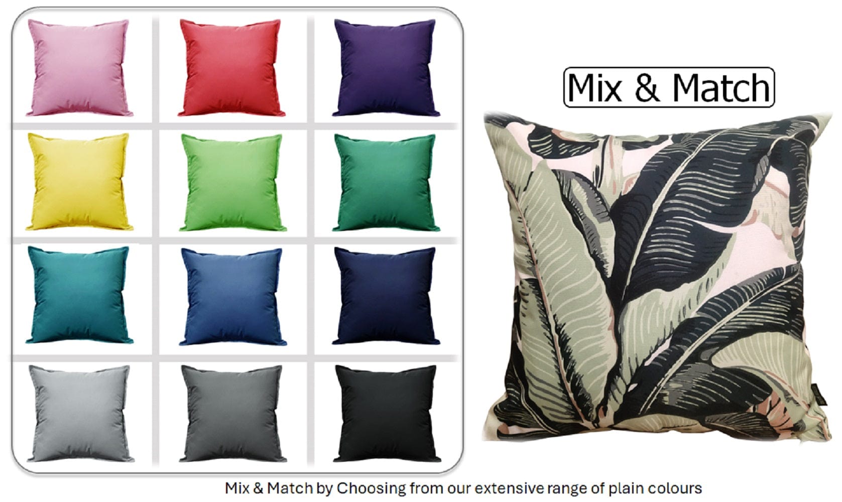 Banza Waterproof Durable Indoor Outdoor Cushions with High - Quality Hollow - Fibre Filling Ideal for Patios Benches Sofas and Chairs 43 x 43 cm