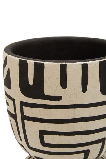 Barren Earthenware White And Black Planter