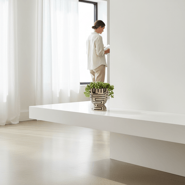 Barren Earthenware White And Black Planter