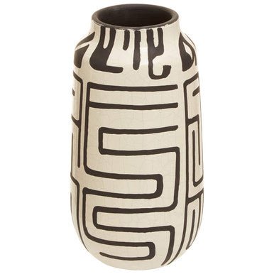 Barren Earthenware White And Black Vase