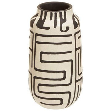 Barren Earthenware White And Black Vase