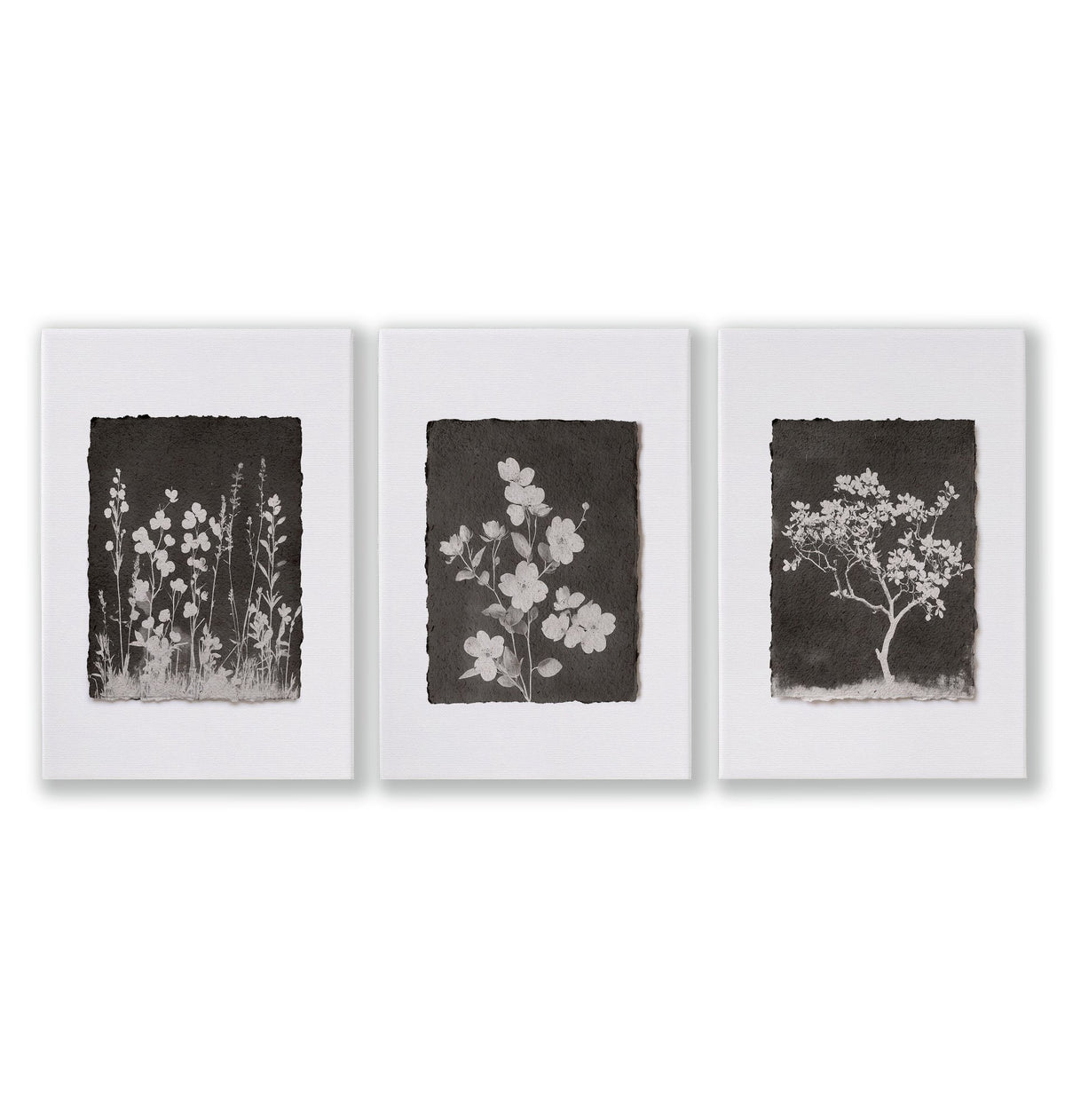 Bathroom Decor Sets Dark Botanical Wildflower & Blossom wall art as a wrapped canvas