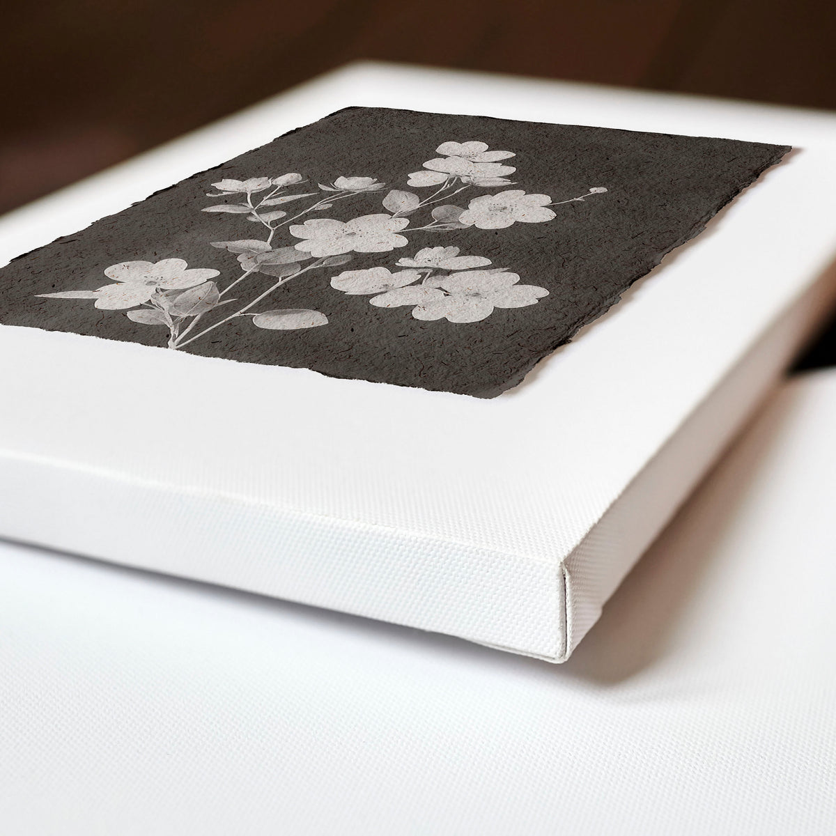 Bathroom Decor Sets Dark Botanical Wildflower & Blossom wall art displayed on a wall in a styled room — view 3