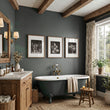 Bathroom Decor Sets Dark Botanical Wildflower & Blossom wall art displayed on a wall in a styled room — view 8