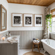 Bathroom Decor Sets Dark Botanical Wildflower & Blossom wall art displayed on a wall in a styled room — view 9