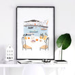 Bathroom Painting Coastal Mediterranean Watercolour 