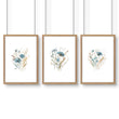 Bathroom Wall Art Blue | Set of 3 Botanical Wall art Prints