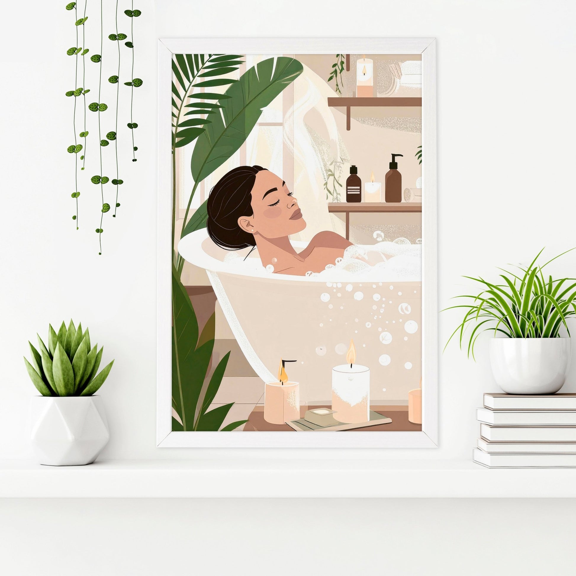Bathroom Wall Decor Framed | Set of 3 Boho Women Wall art Prints