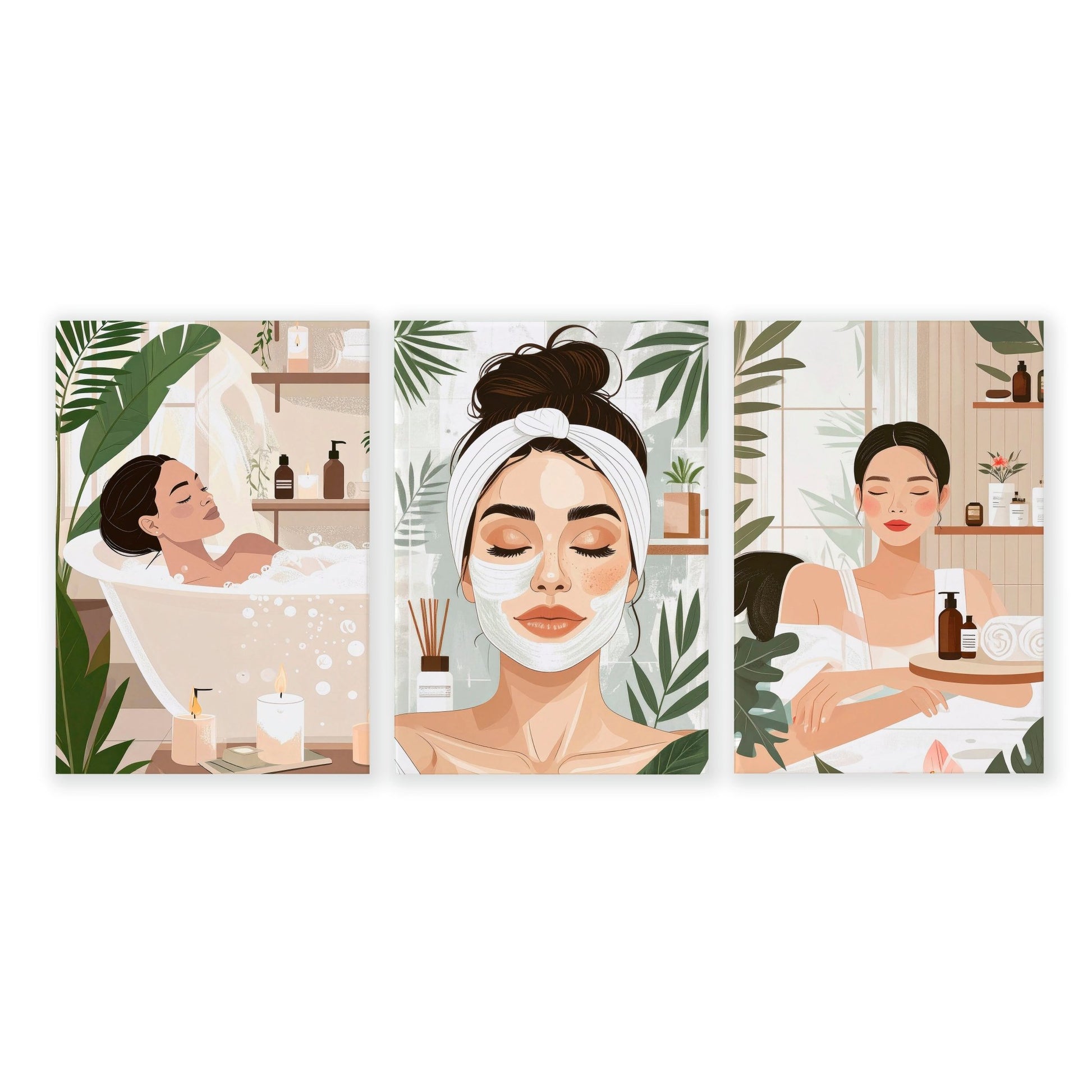 Bathroom Wall Decor Framed | Set of 3 Boho Women Wall art Prints