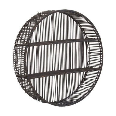 Batu Large Black Rattan Wall Shelf