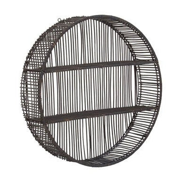 Batu Large Black Rattan Wall Shelf