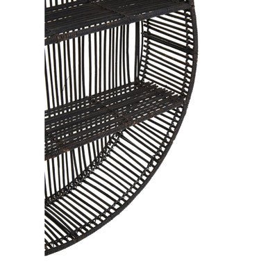 Batu Large Black Rattan Wall Shelf