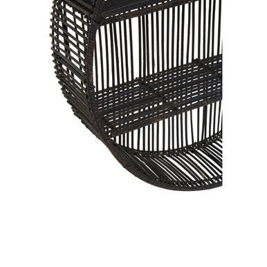 Batu Large Black Rattan Wall Shelf