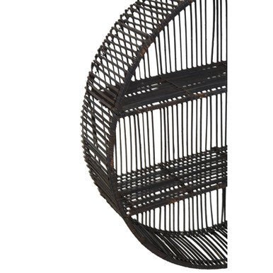 Batu Large Black Rattan Wall Shelf