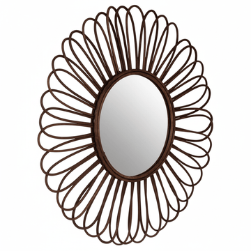 Batu Rattan Black Circular Wall Mirror