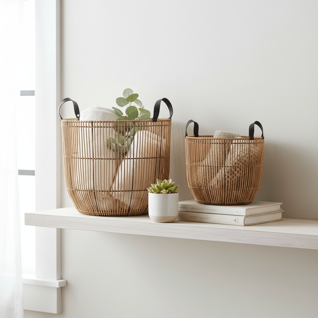 Batu Set of 2 Natural Rattan Baskets