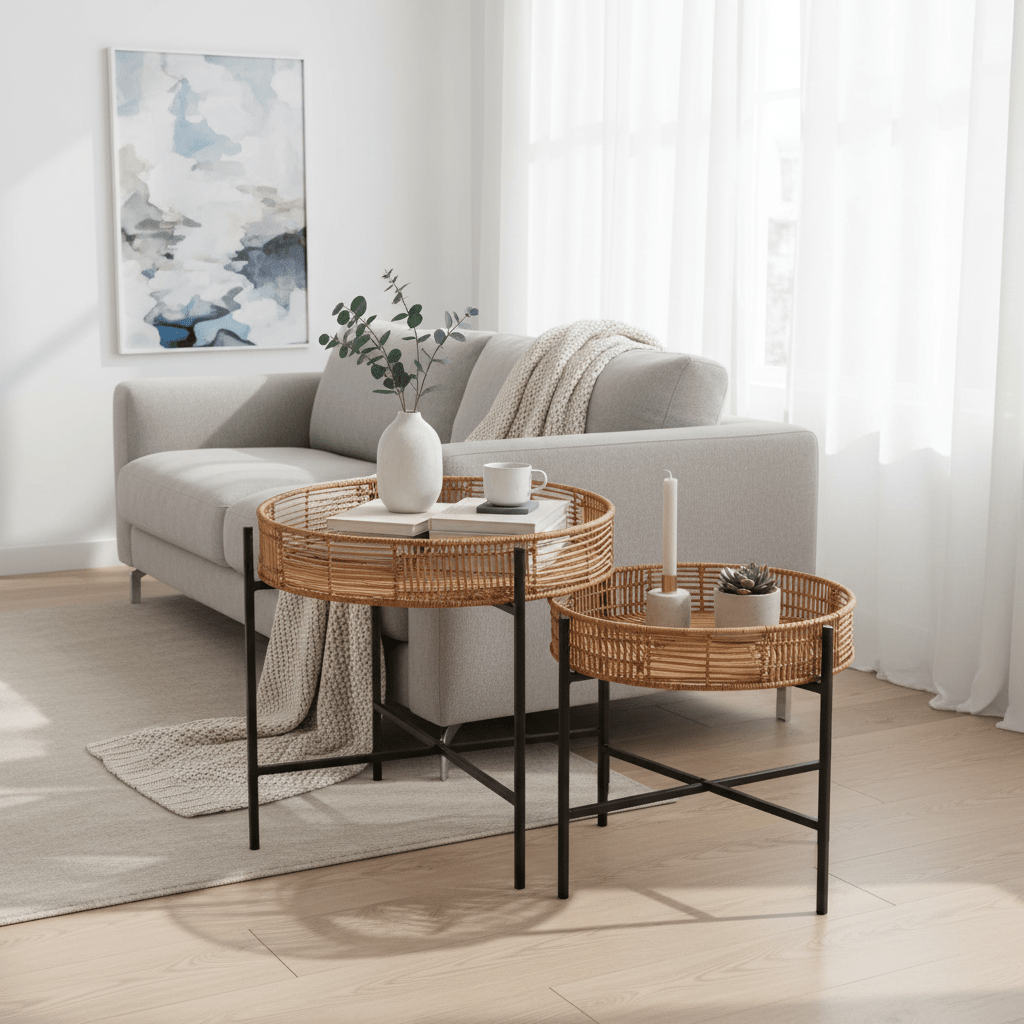 Batu Set of 2 Natural Rattan Side Tables