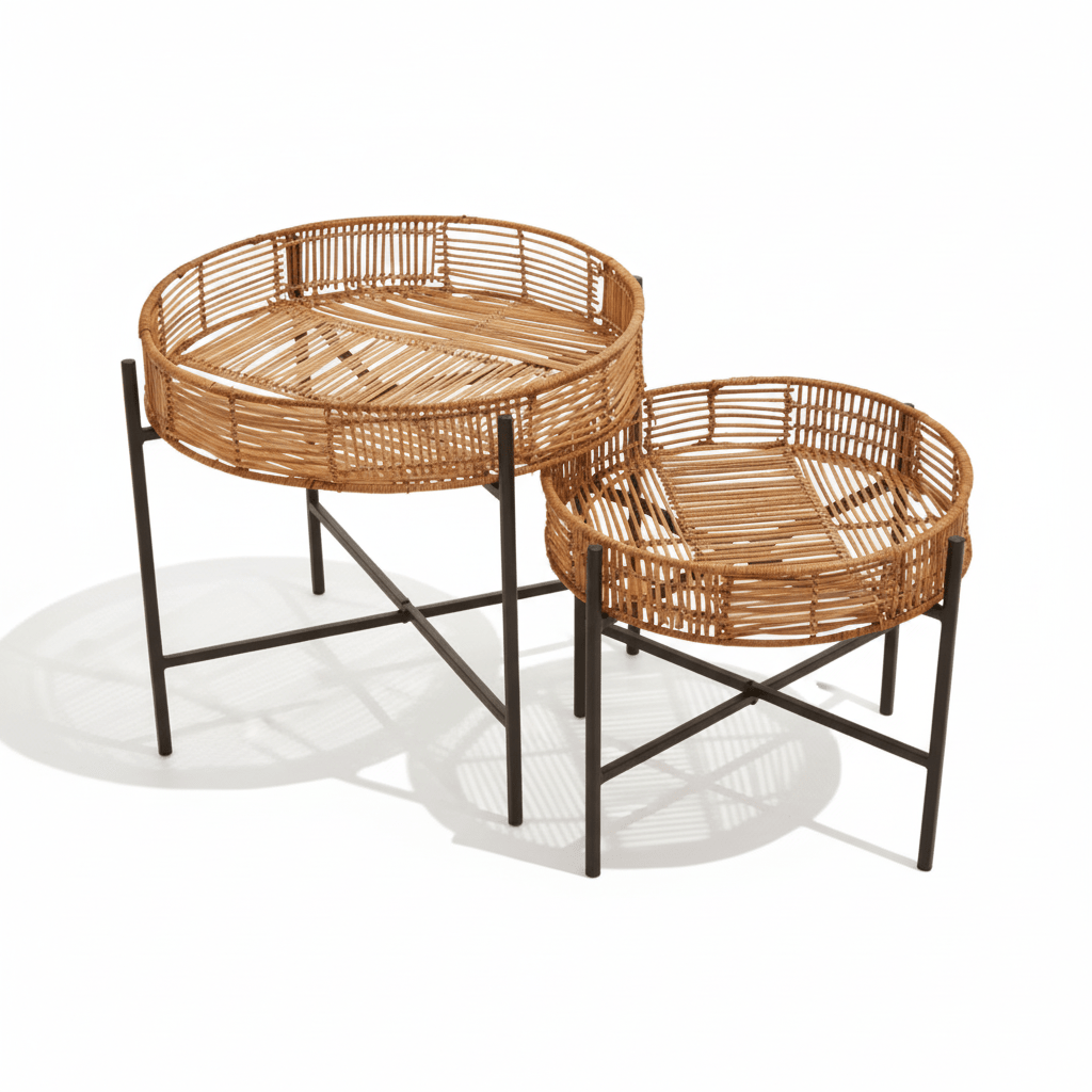 Batu Set of 2 Natural Rattan Side Tables