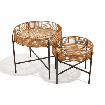 Batu Set of 2 Natural Rattan Side Tables