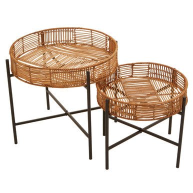 Batu Set of 2 Natural Rattan Side Tables