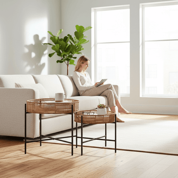 Batu Set of 2 Natural Rattan Side Tables