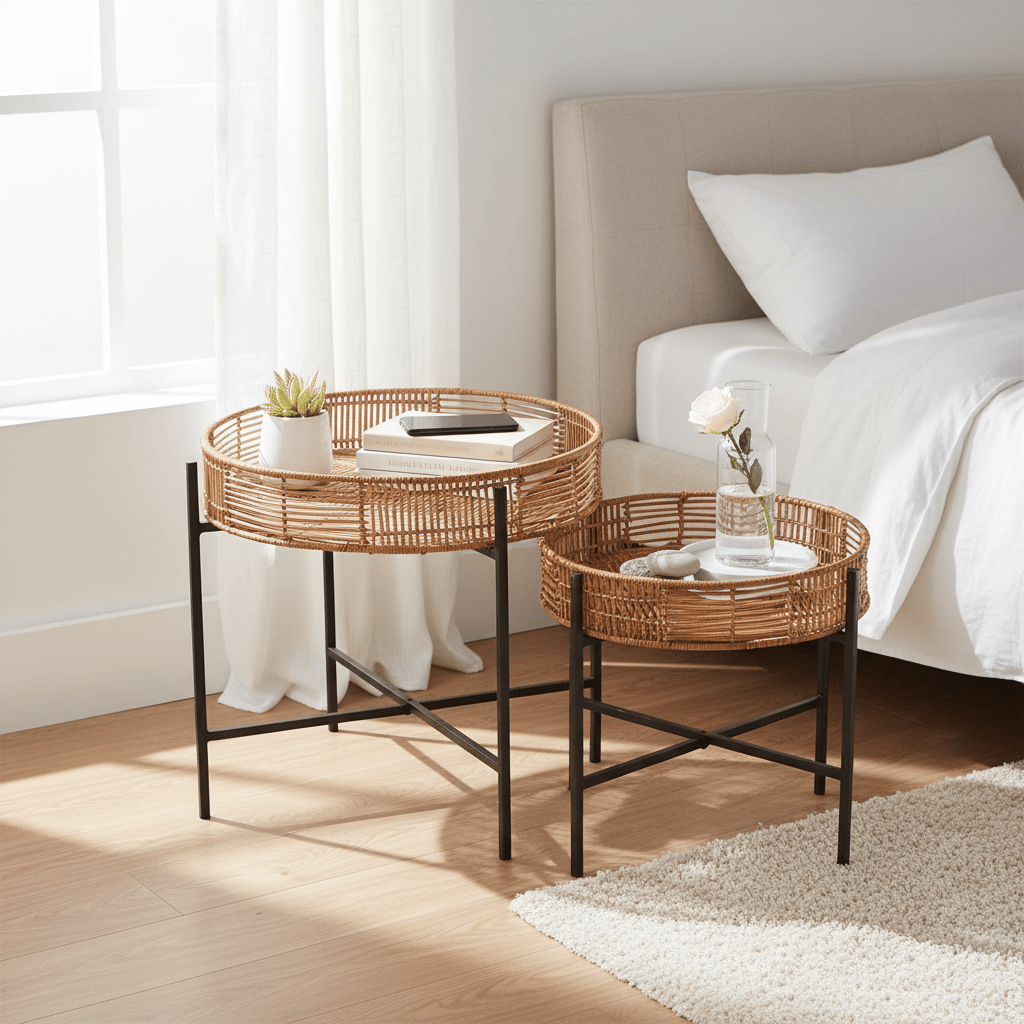 Batu Set of 2 Natural Rattan Side Tables