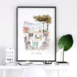 Beach Artwork Amalfi Coast Watercolour Coastal Dining Scenes 