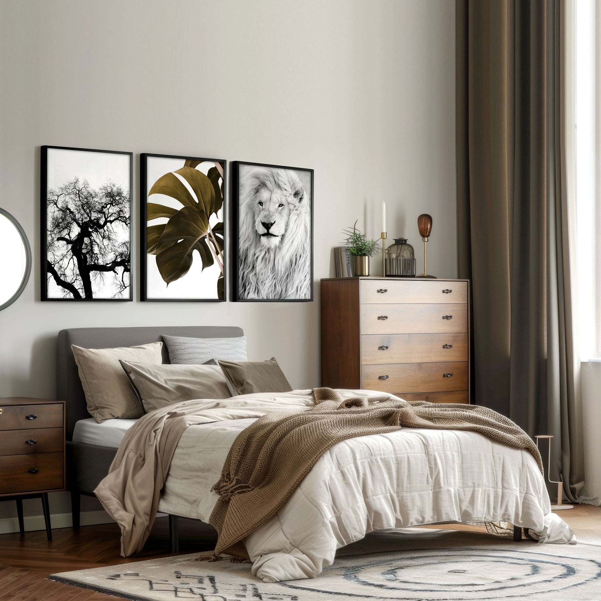Bedroom Art Work | Set of 3 African Wildlife Wall art Prints