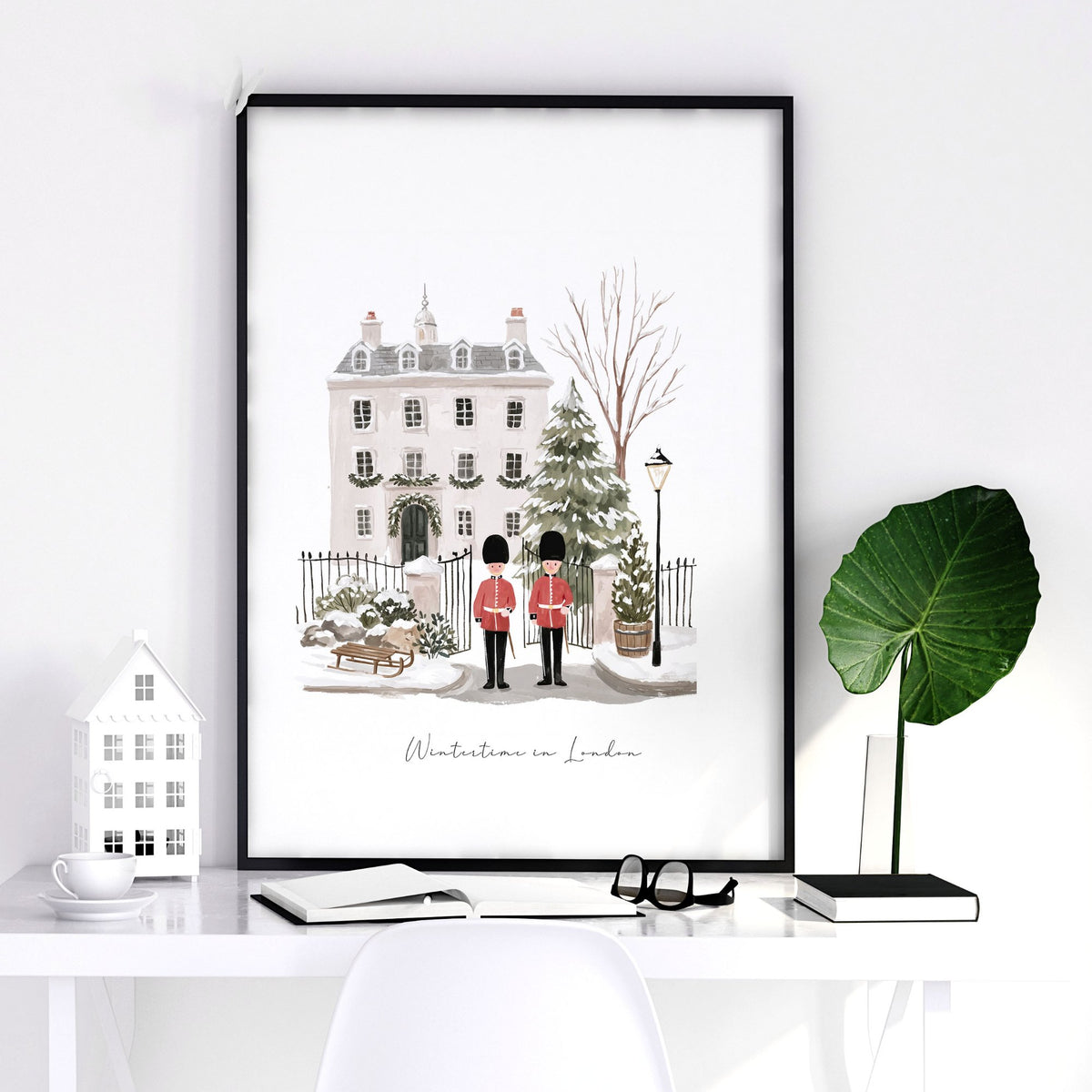 Bedroom Framed Pictures "Wintertime in London" British Travel wall art — piece 2 of 3 in the set
