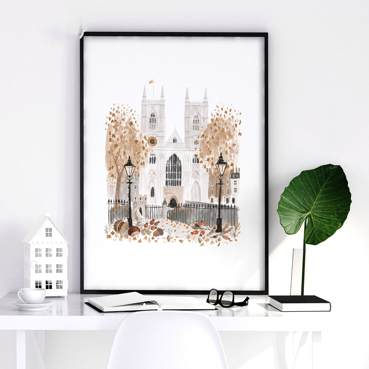 Bedroom Framed Pictures "Wintertime in London" British Travel wall art — piece 3 of 3 in the set