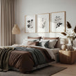 Bedroom Pictures Rustic Botanical Beige & Grey Floral wall art displayed on a wall in a styled room — view 2