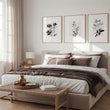 Bedroom Pictures Rustic Botanical Beige & Grey Floral Wall Art Prints | Set of 3