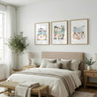 Bedroom wall art Mediterranean Coastal Watercolour Dining Scene 