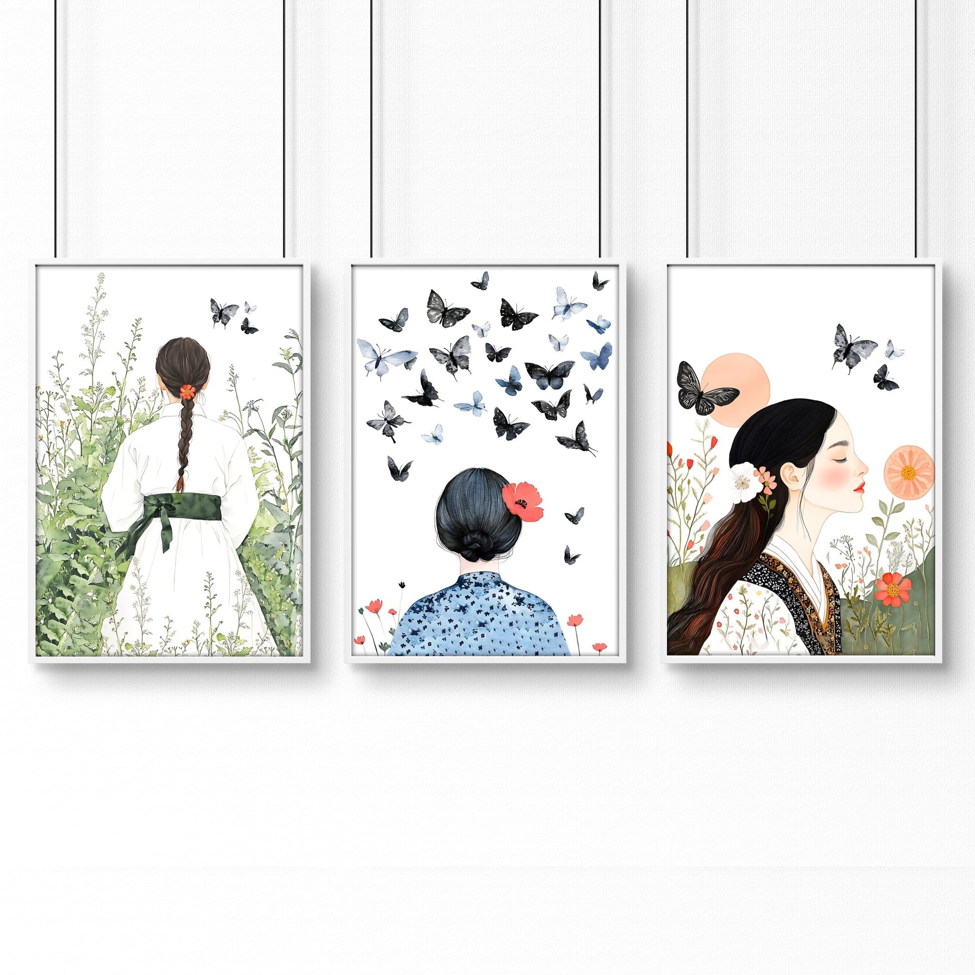 Bedroom Wall Art Decor | Set of 3 Boho Women Wall art Prints