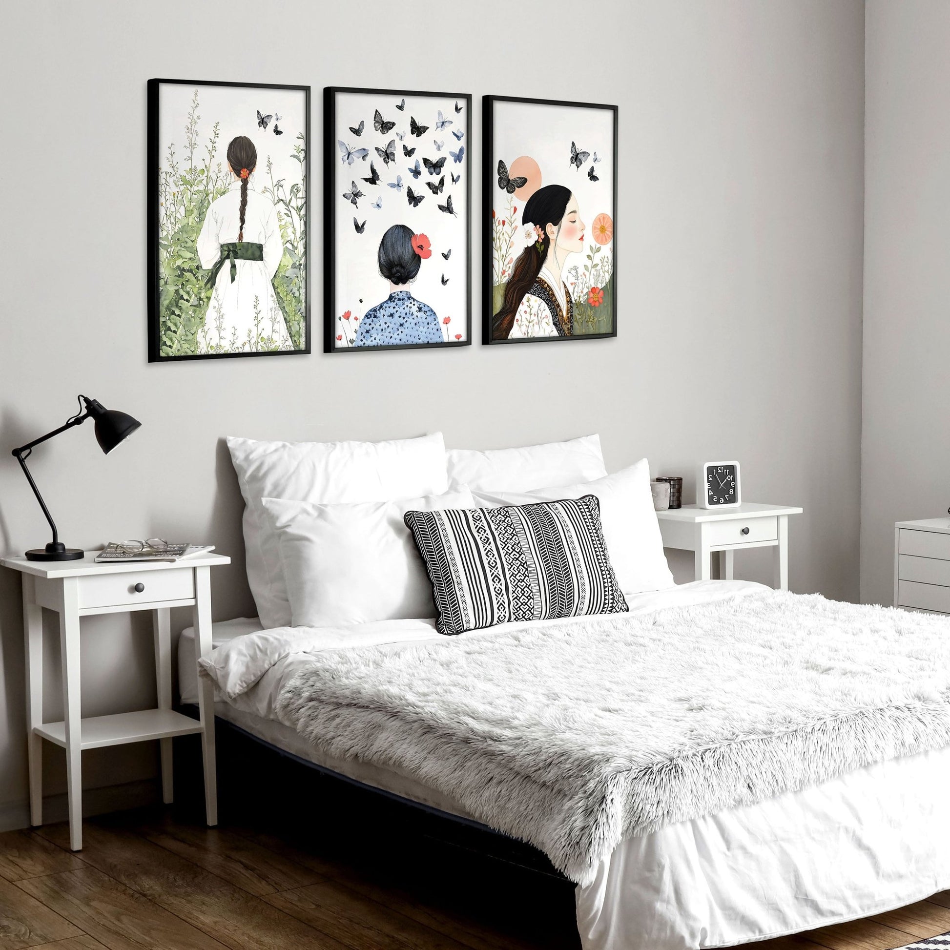 Bedroom Wall Art Decor | Set of 3 Boho Women Wall art Prints