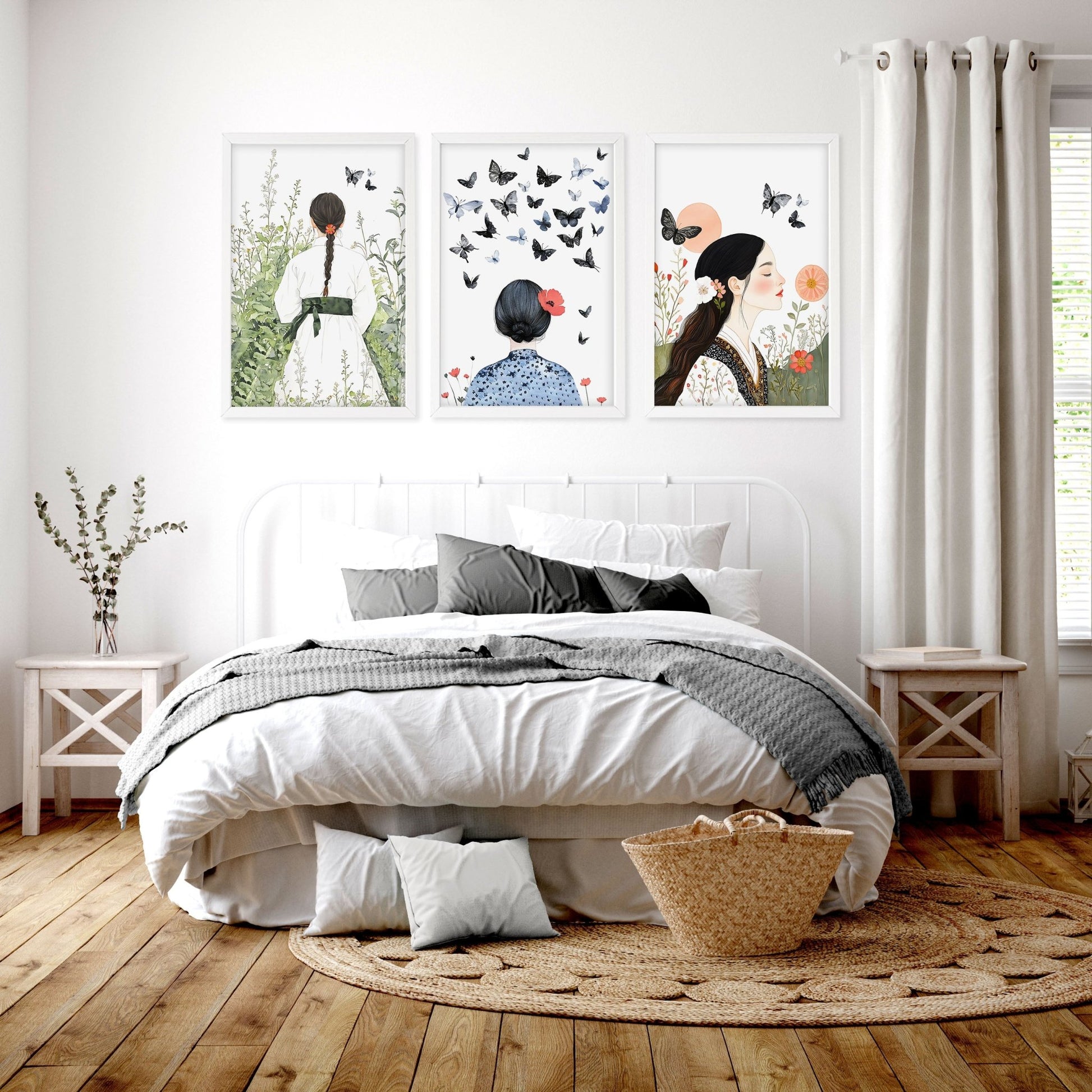 Bedroom Wall Art Decor | Set of 3 Boho Women Wall art Prints