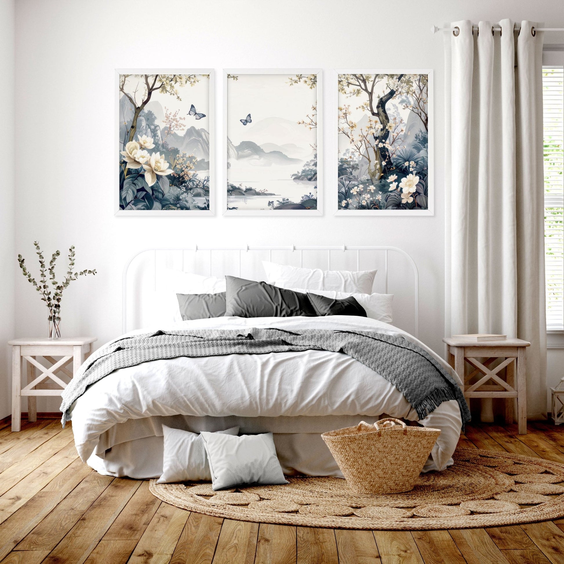 Bedroom Wall Ideas Pictures | Set of 3 Chinoiserie Wall art Prints