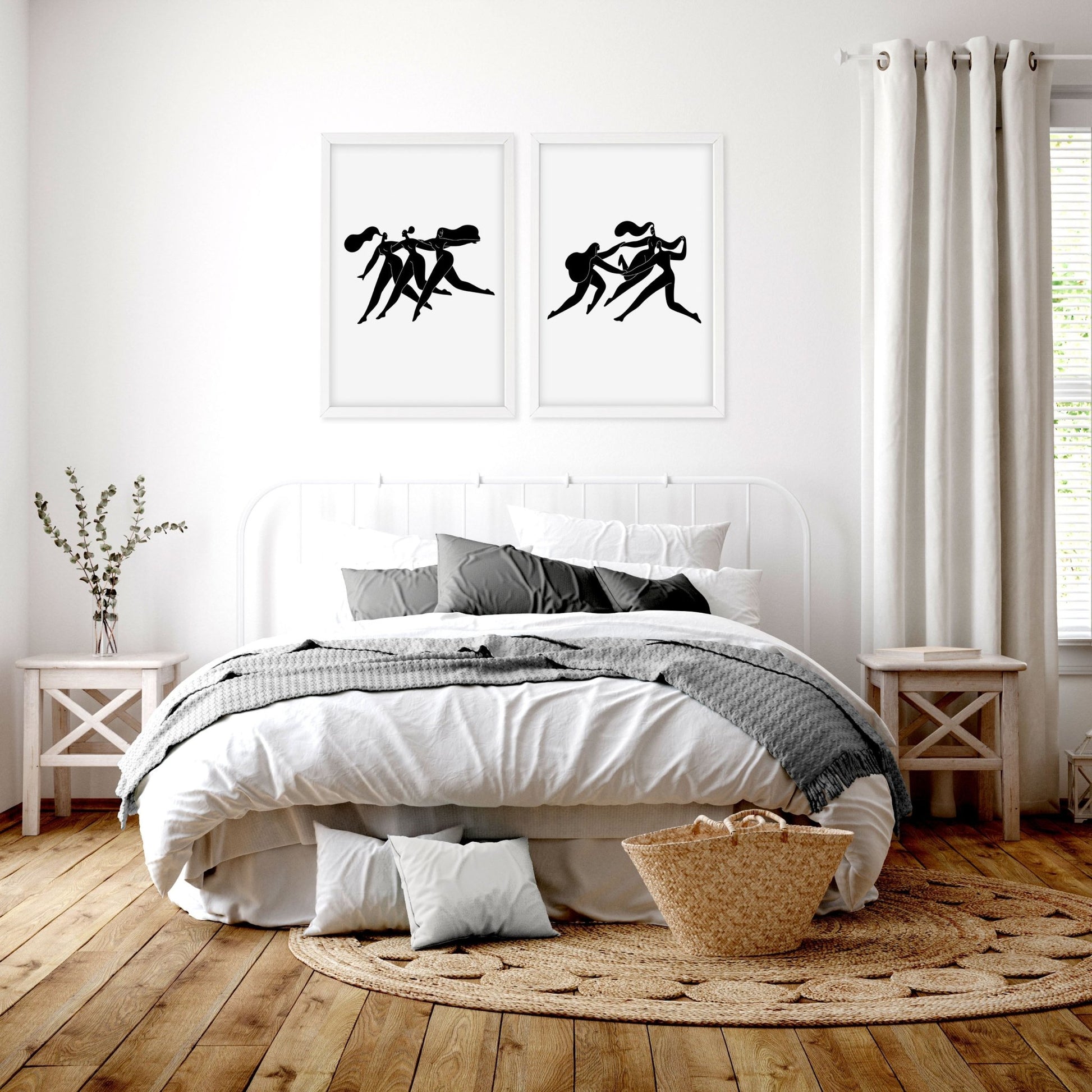 Bedroom Wall Inspiration | Set of 2 Boho Women Wall art Prints