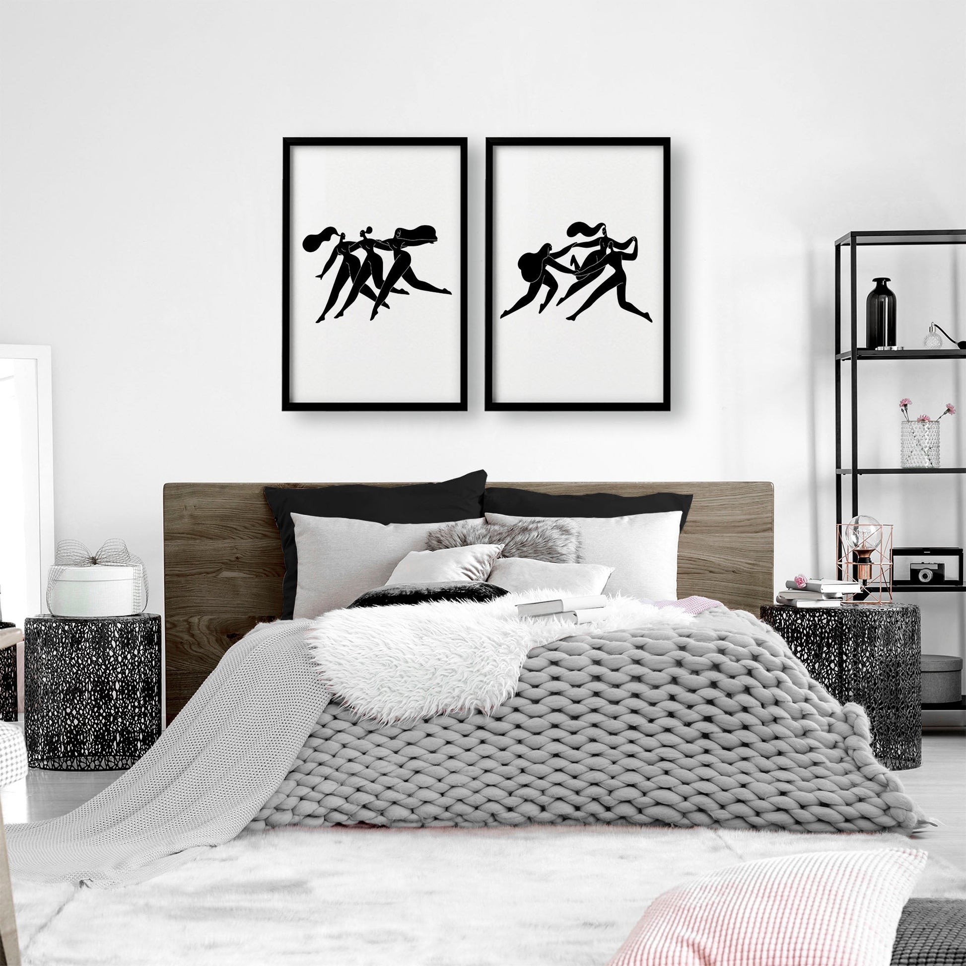 Bedroom Wall Inspiration | Set of 2 Boho Women Wall art Prints