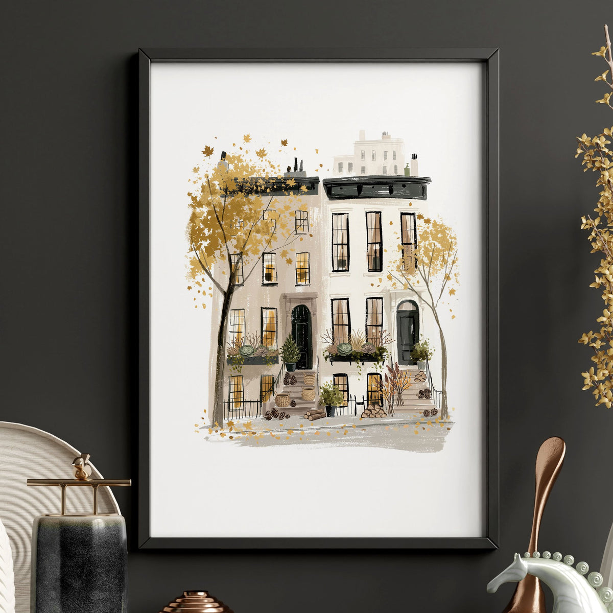 Bedroom Wall Picture Frames New York City Autumn Travel wall art | "Autumn in New York" — piece 1 of 3 in the set