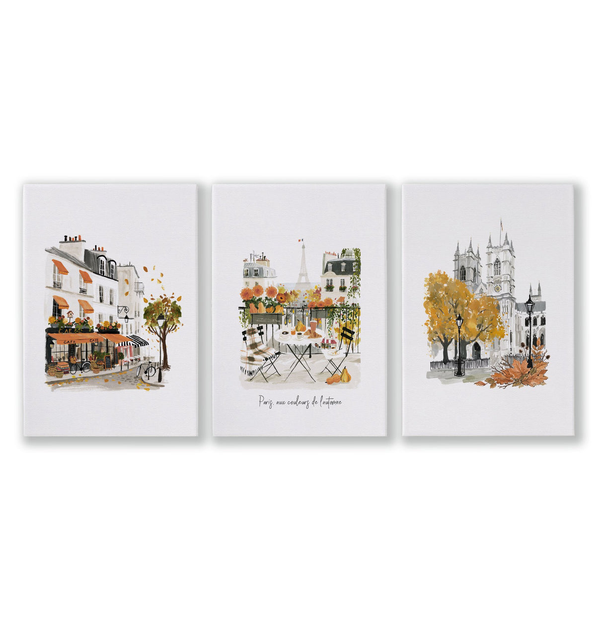 Bedroom Wall Pictures Parisian Autumn Travel Art "Paris aux couleurs de l'automne" as a wrapped canvas