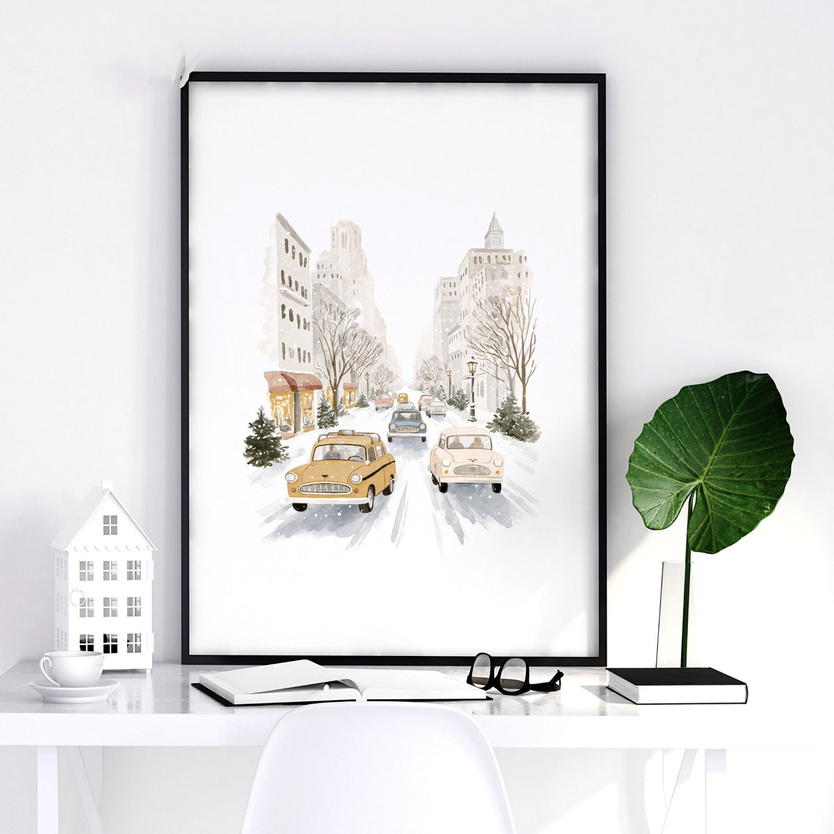 Bedroom Wall wall art "Winter in New York" Central Park Manhattan Watercolour — piece 2 of 3 in the set