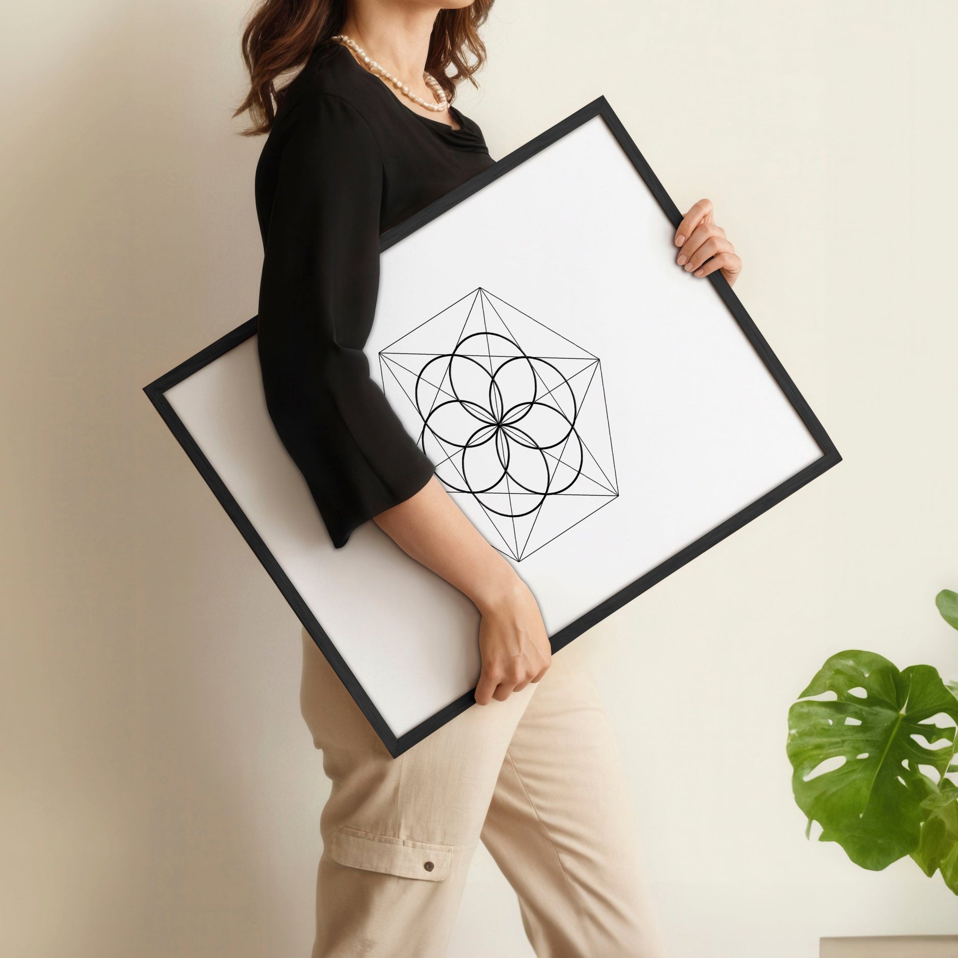 Bedrooms Black And White | Set of 3 Sacred Geometry Wall art Prints