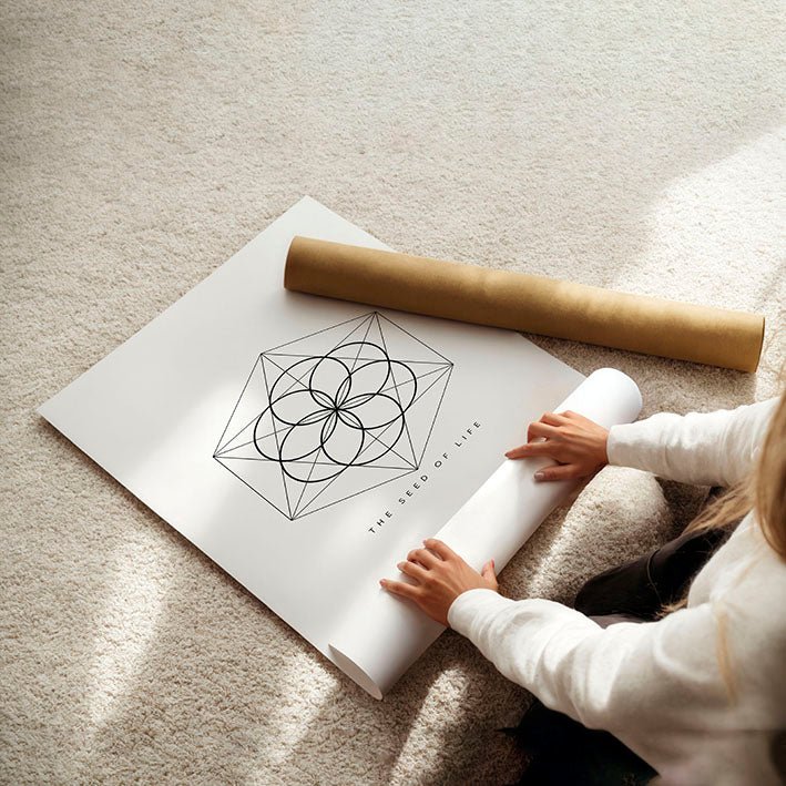 Bedrooms Black And White | Set of 3 Sacred Geometry Wall art Prints