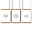 Bedrooms Black And White | Set of 3 Sacred Geometry Wall art Prints