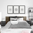 Bedrooms Black And White | Set of 3 Sacred Geometry Wall art Prints