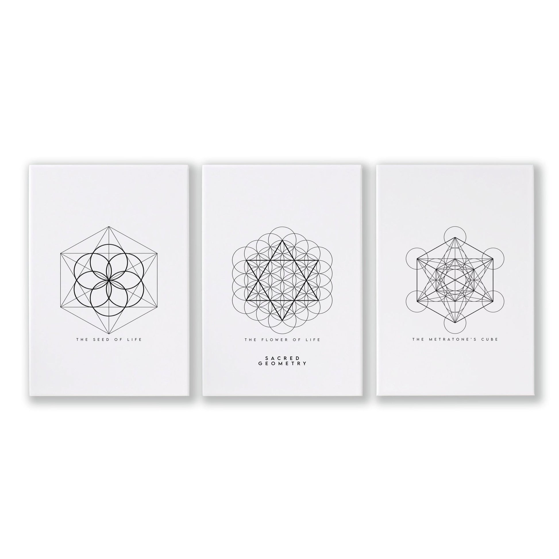 Bedrooms Black And White | Set of 3 Sacred Geometry Wall art Prints
