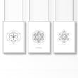 Bedrooms Black And White | Set of 3 Sacred Geometry Wall art Prints