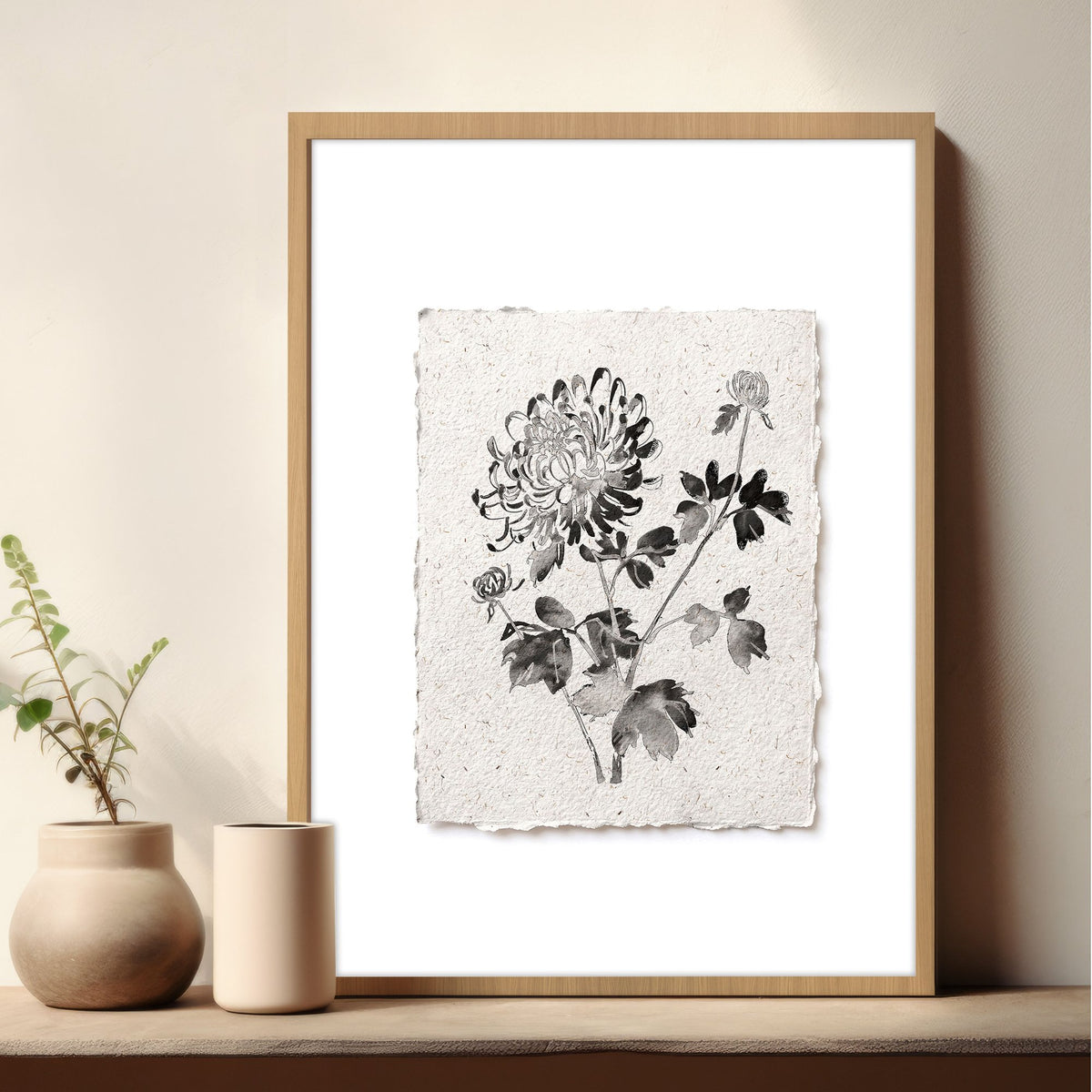Beige Wall Art Botanical Pressed Flower & Leaf wall art — piece 3 of 3 in the set